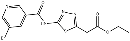 ethyl 2-(5-(5-bromonicotinamido)-1,3,4-thiadiazol-2-yl)acetate 结构式