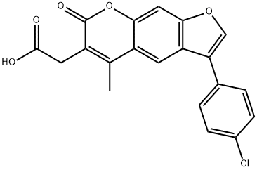 2-(3-(4-氯苯基)-5-甲基-7-氧代-7H-呋喃并[3,2-G]色烯-6-基)乙酸 结构式