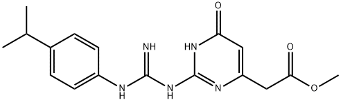 methyl (6-oxo-2-{N'-[4-(propan-2-yl)phenyl]carbamimidamido}-3,6-dihydropyrimidin-4-yl)acetate 结构式