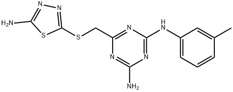 6-{[(5-amino-1,3,4-thiadiazol-2-yl)sulfanyl]methyl}-N-(3-methylphenyl)-1,3,5-triazine-2,4-diamine 结构式