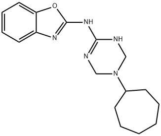 N-(5-cycloheptyl-1,4,5,6-tetrahydro-1,3,5-triazin-2-yl)-1,3-benzoxazol-2-amine 结构式