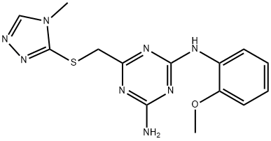 N-(2-methoxyphenyl)-6-{[(4-methyl-4H-1,2,4-triazol-3-yl)sulfanyl]methyl}-1,3,5-triazine-2,4-diamine 结构式