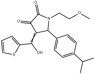 (E)-4-(hydroxy(thiophen-2-yl)methylene)-5-(4-isopropylphenyl)-1-(2-methoxyethyl)pyrrolidine-2,3-dione 结构式