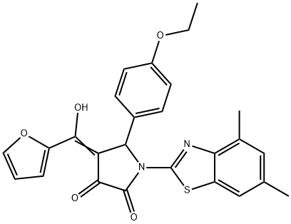 (E)-1-(4,6-dimethylbenzo[d]thiazol-2-yl)-5-(4-ethoxyphenyl)-4-(furan-2-yl(hydroxy)methylene)pyrrolidine-2,3-dione 结构式