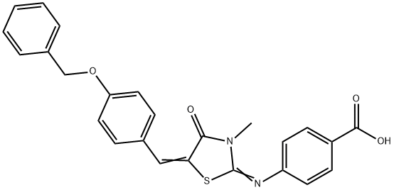 4-({(2E,5Z)-5-[4-(benzyloxy)benzylidene]-3-methyl-4-oxo-1,3-thiazolidin-2-ylidene}amino)benzoic acid 结构式