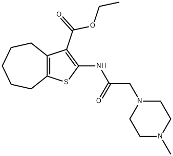 ethyl 2-(2-(4-methylpiperazin-1-yl)acetamido)-5,6,7,8-tetrahydro-4H-cyclohepta[b]thiophene-3-carboxylate 结构式