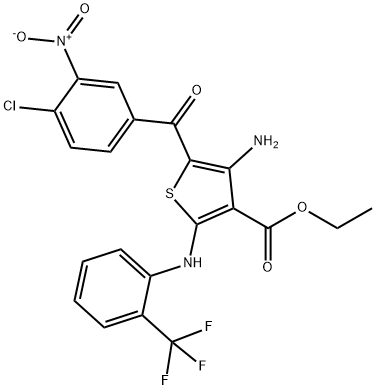 4-氨基-5-(4-氯-3-硝基苯甲酰基)-2-((2-(三氟甲基(苯基)氨基)噻吩-3-羧酸乙酯 结构式