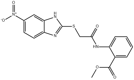 methyl 2-({[(6-nitro-1H-benzimidazol-2-yl)sulfanyl]acetyl}amino)benzoate 结构式