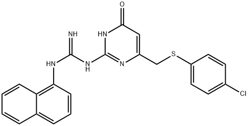 1-(6-{[(4-chlorophenyl)sulfanyl]methyl}-4-oxo-1,4-dihydropyrimidin-2-yl)-3-naphthalen-1-ylguanidine 结构式