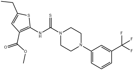 methyl 5-ethyl-2-(4-(3-(trifluoromethyl)phenyl)piperazine-1-carbothioamido)thiophene-3-carboxylate 结构式