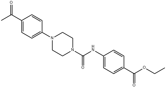 ethyl 4-(4-(4-acetylphenyl)piperazine-1-carboxamido)benzoate 结构式