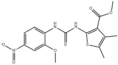 methyl 2-(3-(2-methoxy-4-nitrophenyl)thioureido)-4,5-dimethylthiophene-3-carboxylate 结构式