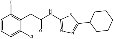 2-(2-chloro-6-fluorophenyl)-N-(5-cyclohexyl-1,3,4-thiadiazol-2-yl)acetamide 结构式