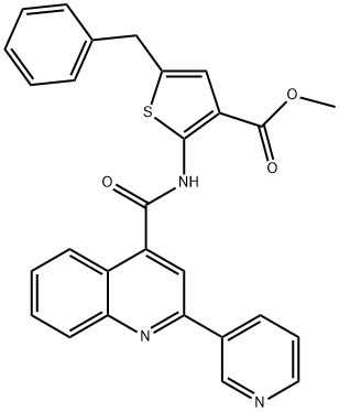 methyl 5-benzyl-2-(2-(pyridin-3-yl)quinoline-4-carboxamido)thiophene-3-carboxylate 结构式