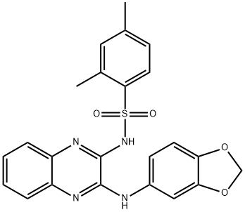 N-[3-(1,3-benzodioxol-5-ylamino)quinoxalin-2-yl]-2,4-dimethylbenzenesulfonamide 结构式