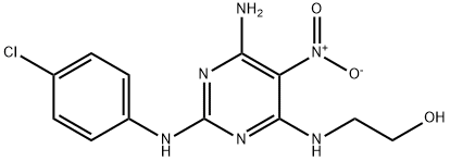 2-({6-amino-2-[(4-chlorophenyl)amino]-5-nitropyrimidin-4-yl}amino)ethanol 结构式