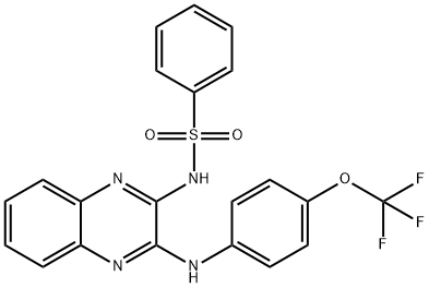 N-{3-[4-(trifluoromethoxy)anilino]-2-quinoxalinyl}benzenesulfonamide 结构式