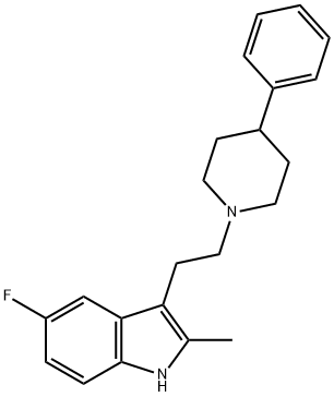 5-Fluoro-2-methyl-3-(2-(4-phenylpiperidin-1-yl)ethyl)-1H-indole 结构式