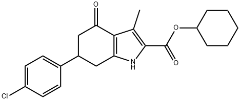 cyclohexyl 6-(4-chlorophenyl)-3-methyl-4-oxo-4,5,6,7-tetrahydro-1H-indole-2-carboxylate 结构式