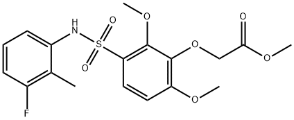 methyl 2-(3-(N-(3-fluoro-2-methylphenyl)sulfamoyl)-2,6-dimethoxyphenoxy)acetate 结构式