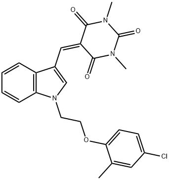 5-({1-[2-(4-chloro-2-methylphenoxy)ethyl]-1H-indol-3-yl}methylidene)-1,3-dimethylpyrimidine-2,4,6(1H,3H,5H)-trione 结构式