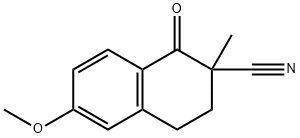 6-Methoxy-2-methyl-1-oxo-1,2,3,4-tetrahydronaphthalene-2-carbonitrile 结构式