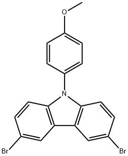 3,6-二溴-9-(4-甲氧基苯基)-9H-咔唑 结构式