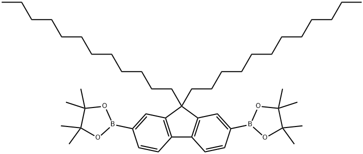 2,7-双(4,4,5,5-四甲基-1,3,2-二氧环戊硼烷-2-基)-9,9-双(十二烷基)芴 结构式