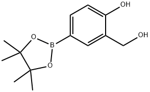 2-(羟甲基)-4-(4,4,5,5-四甲基-1,3,2-二氧杂硼杂环戊烷-2-基)苯酚 结构式