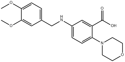 5-[(3,4-dimethoxybenzyl)amino]-2-(morpholin-4-yl)benzoic acid 结构式