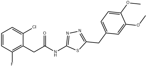 2-(2-chloro-6-fluorophenyl)-N-[5-(3,4-dimethoxybenzyl)-1,3,4-thiadiazol-2-yl]acetamide 结构式