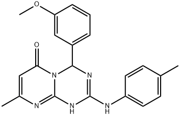 4-(3-methoxyphenyl)-8-methyl-2-[(4-methylphenyl)amino]-1,4-dihydro-6H-pyrimido[1,2-a][1,3,5]triazin-6-one 结构式