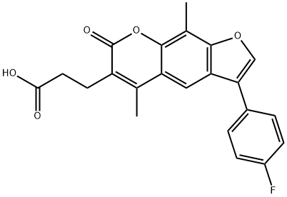 3-(3-(4-fluorophenyl)-5,9-dimethyl-7-oxo-7H-furo[3,2-g]chromen-6-yl)propanoic acid 结构式