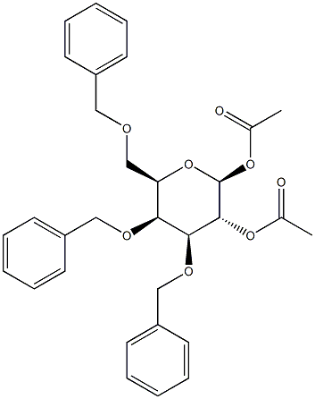 3,4,6-三-O-(苯基甲基)-BETA-D-吡喃半乳糖 1,2-二乙酸酯 结构式