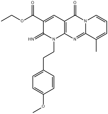ethyl 2-imino-1-[2-(4-methoxyphenyl)ethyl]-10-methyl-5-oxo-1,5-dihydro-2H-dipyrido[1,2-a:2,3-d]pyrimidine-3-carboxylate 结构式