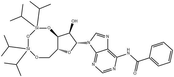 N-苯甲酰基-3',5'-O-[1,1,3,3-四异丙基-1,3-二硅氧烷二基]腺苷 结构式