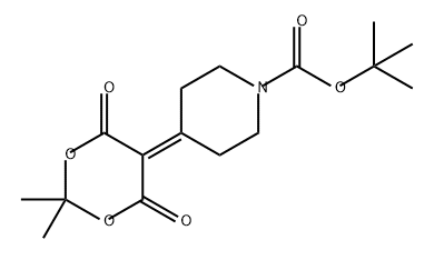 叔丁基 4-(2,2-二甲基-4,6-二氧-1,3-二恶烷-5-亚基)哌啶-1-羧酸酯 结构式