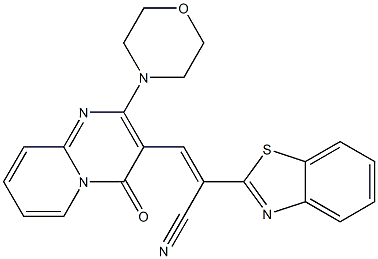 (2E)-2-(1,3-benzothiazol-2-yl)-3-[2-(morpholin-4-yl)-4-oxo-4H-pyrido[1,2-a]pyrimidin-3-yl]prop-2-enenitrile 结构式