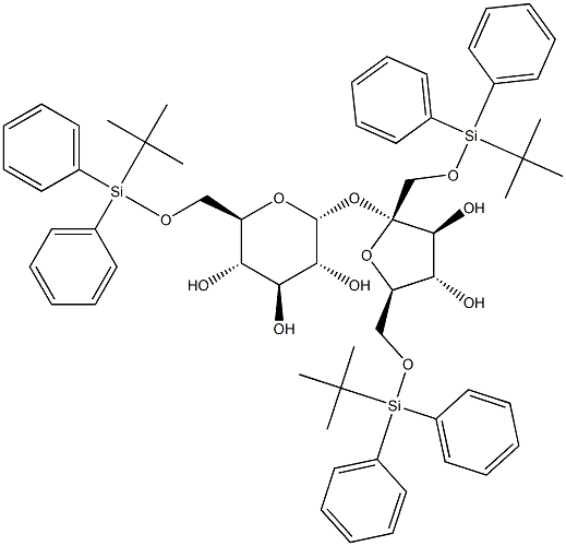 1,6-二-O-[(叔丁基)二苯基硅烷基]-BETA-D-呋喃果糖基 6-O-[(叔丁基)二苯基硅烷基]-ALPHA-D-吡喃葡萄糖苷 结构式