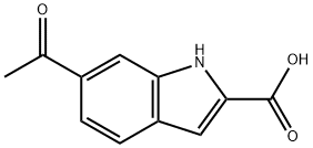 6-乙酰基-1H-吲哚-2-羧酸 结构式