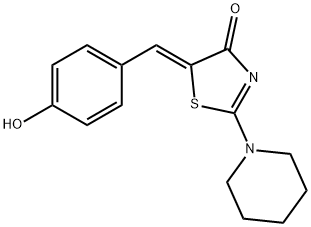 (5Z)-5-(4-hydroxybenzylidene)-2-(piperidin-1-yl)-1,3-thiazol-4(5H)-one 结构式