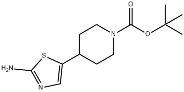 4-(2-氨基噻唑-5-基)哌啶-1-甲酸叔丁酯 结构式