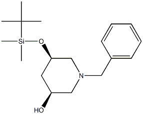 (3S,5R)-1-苄基-5-((叔丁基二甲基硅基)氧基)哌啶-3-醇 结构式
