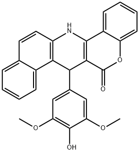 7-(4-hydroxy-3,5-dimethoxyphenyl)-7,14-dihydro-6H-benzo[f]chromeno[4,3-b]quinolin-6-one 结构式