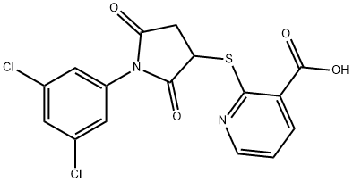 2-{[1-(3,5-dichlorophenyl)-2,5-dioxopyrrolidin-3-yl]sulfanyl}pyridine-3-carboxylic acid 结构式