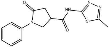 N-(5-methyl-1,3,4-thiadiazol-2-yl)-5-oxo-1-phenylpyrrolidine-3-carboxamide 结构式