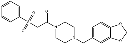 1-[4-(1,3-benzodioxol-5-ylmethyl)piperazin-1-yl]-2-(phenylsulfonyl)ethanone 结构式