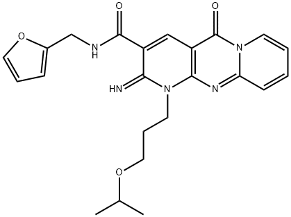 N-(2-furylmethyl)-2-imino-1-(3-isopropoxypropyl)-5-oxo-1,5-dihydro-2H-dipyrido[1,2-a:2,3-d]pyrimidine-3-carboxamide 结构式