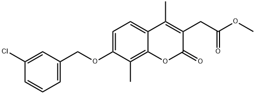 methyl {7-[(3-chlorobenzyl)oxy]-4,8-dimethyl-2-oxo-2H-chromen-3-yl}acetate 结构式