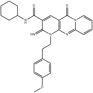 N-cyclohexyl-2-imino-1-[2-(4-methoxyphenyl)ethyl]-5-oxo-1,5-dihydro-2H-dipyrido[1,2-a:2',3'-d]pyrimidine-3-carboxamide 结构式